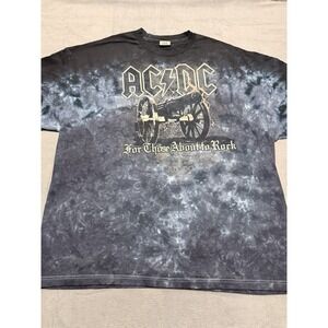 AC/DC Liquid Blue Tie Dye Tee Grunge Y2K Those About to Rock World Tour Shirt